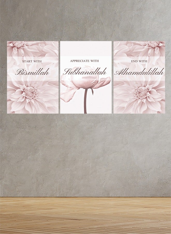 Marktna Set Of 3 Framed Canvas Wall Arts Stretched Over Wooden Frame with an Islamic Design - Image 1