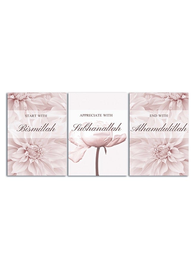 Marktna Set Of 3 Framed Canvas Wall Arts Stretched Over Wooden Frame with an Islamic Design - Image 2