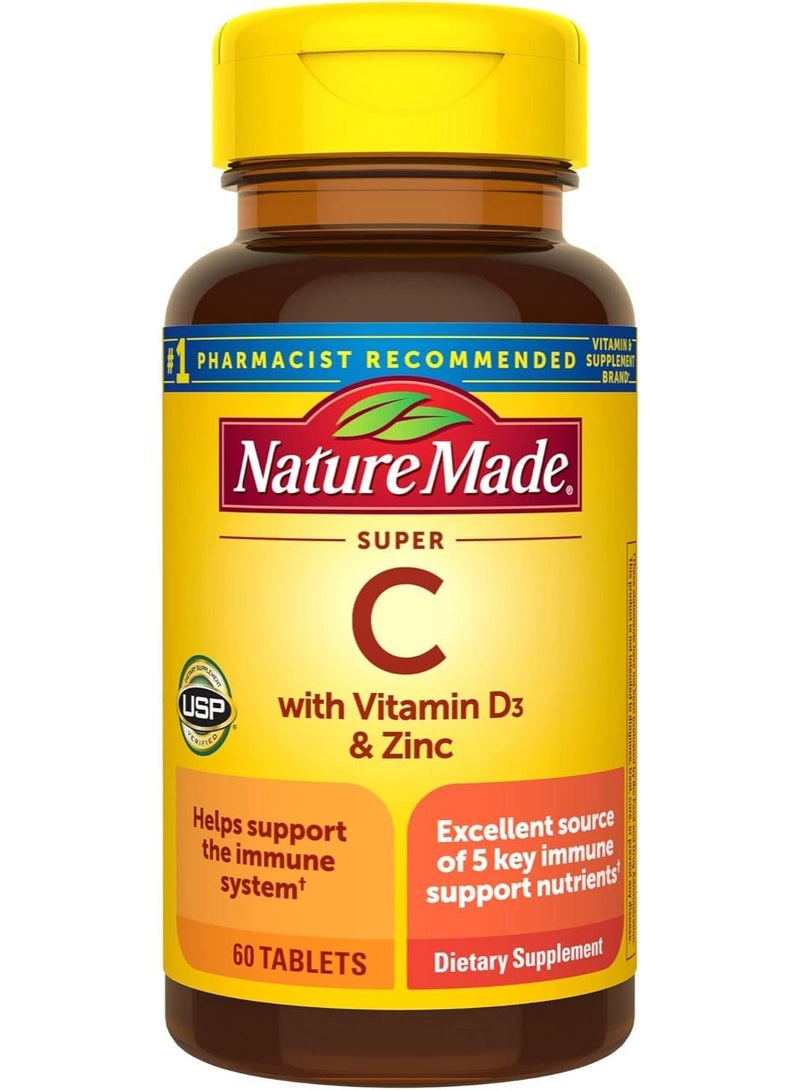 Nature Made Super C with Vitamin D3 & Zinc, 60 Tablets - Image 1