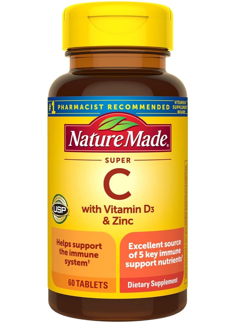 Nature Made - Super C with Vitamin D3 & Zinc, 60 Tablets - Image 1