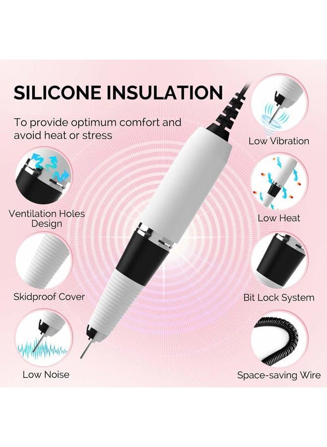 MelodySusie Professional Nail Drill - 30000 rpm Rechargeable Portable Nail Drills with 6 Bits and 106 Sanding Bands, Cordless Electric Nail File Machine for Acrylic Gel Nails Shape Carve Polish, Black - Image 1