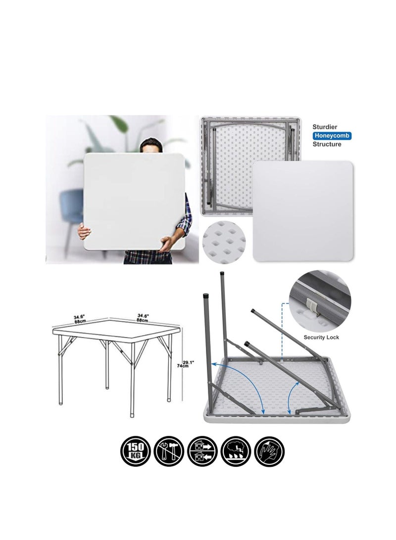 صن بوت كوميرس طقم أثاث قابل للطي مكون من 5 قطع - طاولة مربعة مقاس 88 سم مع 4 كراسي زرقاء - Image 2