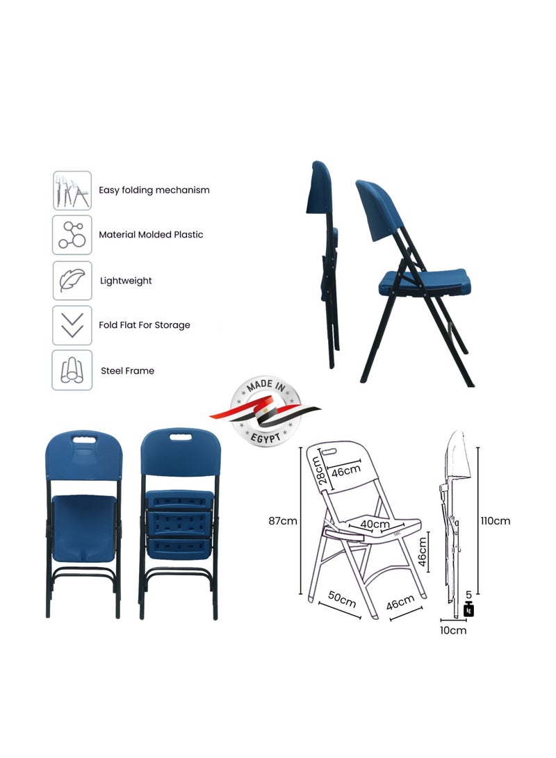 صن بوت كوميرس طقم أثاث قابل للطي مكون من 5 قطع - طاولة مربعة مقاس 88 سم مع 4 كراسي زرقاء - Image 3