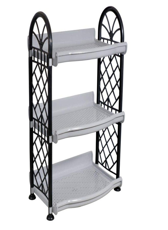 Wonder Morvi Spectra 3 Tier Plastic Multipurpose Storage Organizer-Easy to Fit, Wall Hanging Durable & Lightweight Rack for Kitchen, Bathroom,Kids & Office - Space-Saving Unit | Set of 1 | Grey - Image 1