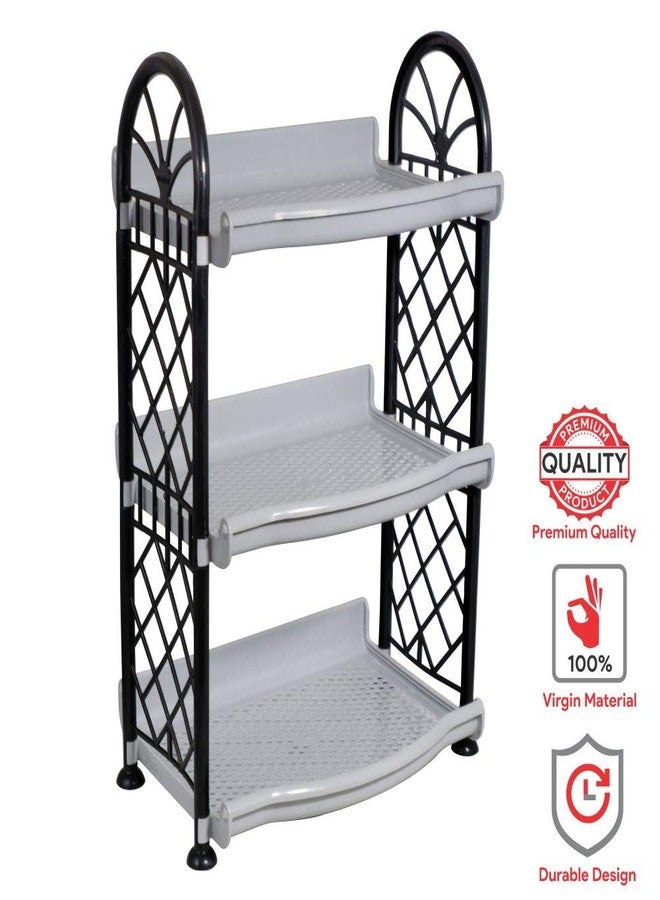 Wonder Morvi Spectra 3 Tier Plastic Multipurpose Storage Organizer-Easy to Fit, Wall Hanging Durable & Lightweight Rack for Kitchen, Bathroom,Kids & Office - Space-Saving Unit | Set of 1 | Grey - Image 4