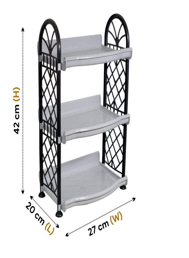 Wonder Morvi Spectra 3 Tier Plastic Multipurpose Storage Organizer-Easy to Fit, Wall Hanging Durable & Lightweight Rack for Kitchen, Bathroom,Kids & Office - Space-Saving Unit | Set of 1 | Grey - Image 2