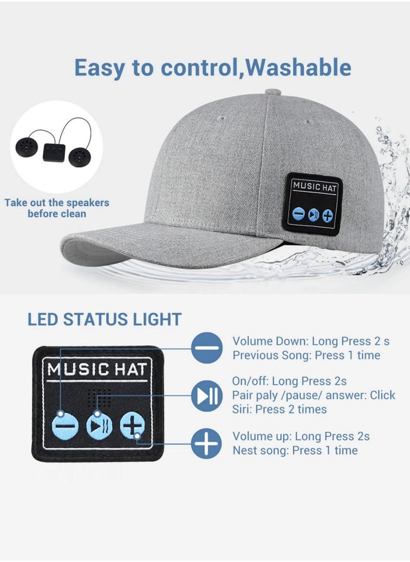 Generic Bluetooth Speaker Hats Adjustable Music Hats Bluetooth Cap for Outdoor Sports Baseball Cap for Men Women Gifts  - Image 3