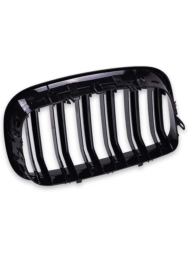 L&E Pair Front Kidney Grille Grill Glossy Black Double Line Dual Slat Fin Compatible with BMW 2007 2008 2009 2010 2011 2012 2013 X5 X5M X6 X6M E70 E71  - Image 4