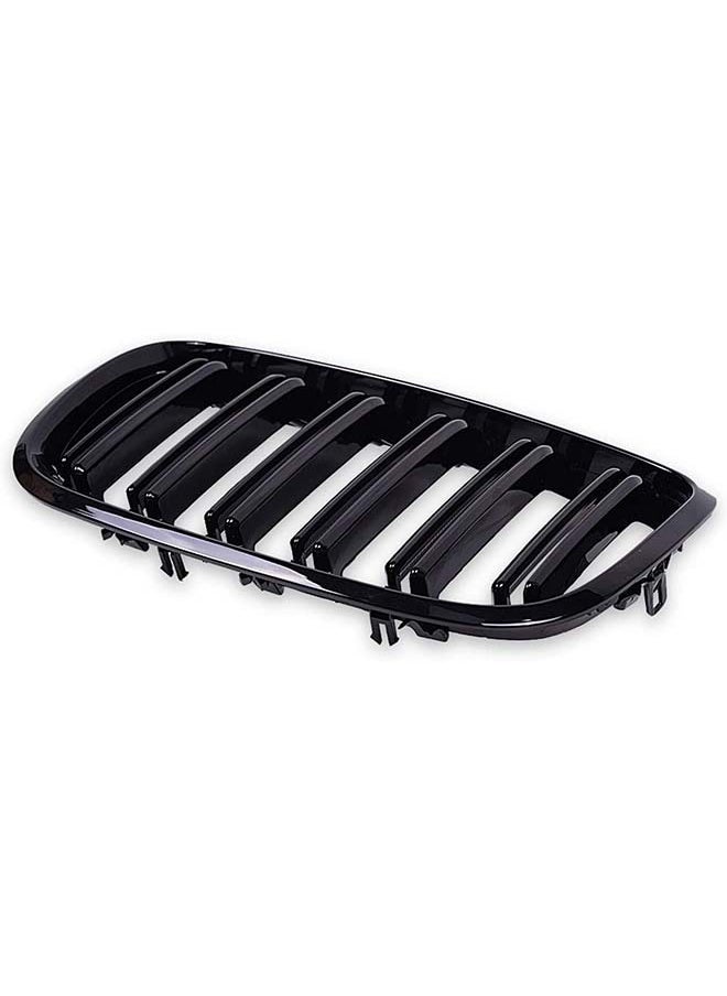 L&E Pair Front Kidney Grille Grill Glossy Black Double Line Dual Slat Fin Compatible with BMW 2007 2008 2009 2010 2011 2012 2013 X5 X5M X6 X6M E70 E71  - Image 5