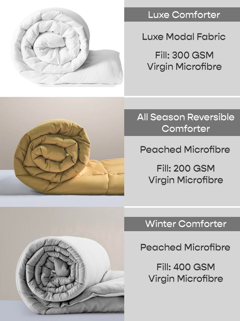 SleepyCat Luxe Comforter Single Size, Premium and Soft Cotton Modal Fabric, Down Alternative with Virgin Microfiber Fill, Hypoallergenic (90 x 60 inches, Eggshell White Colour)-300 TC - Image 4