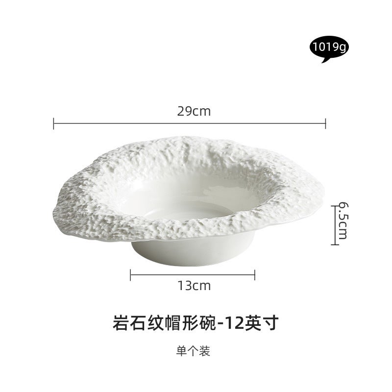 Ceramic Salad Plate Rock Pattern 12 "Rock Hat Bowl 