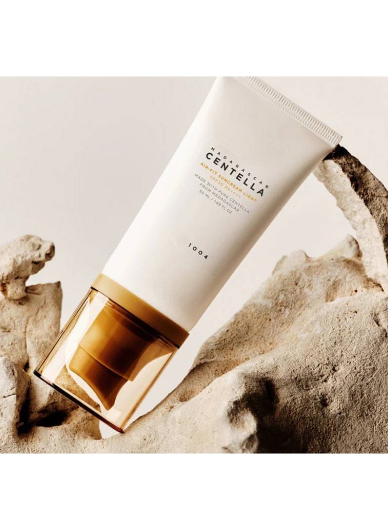 Madagascar Centella 1004 Madagascar Centella Air-Fit Suncream Light (SPF30+ PA++++) – 50ml - Image 1