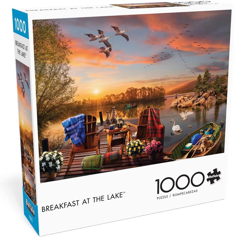 Buffalo Games - Andrew Farley -Breakfast at The Lake - 1000 Piece Jigsaw Puzzle for Adults -Challenging Puzzle Perfect for Game Nights - Finished Size is 26.75 x 19.75 - Image 1