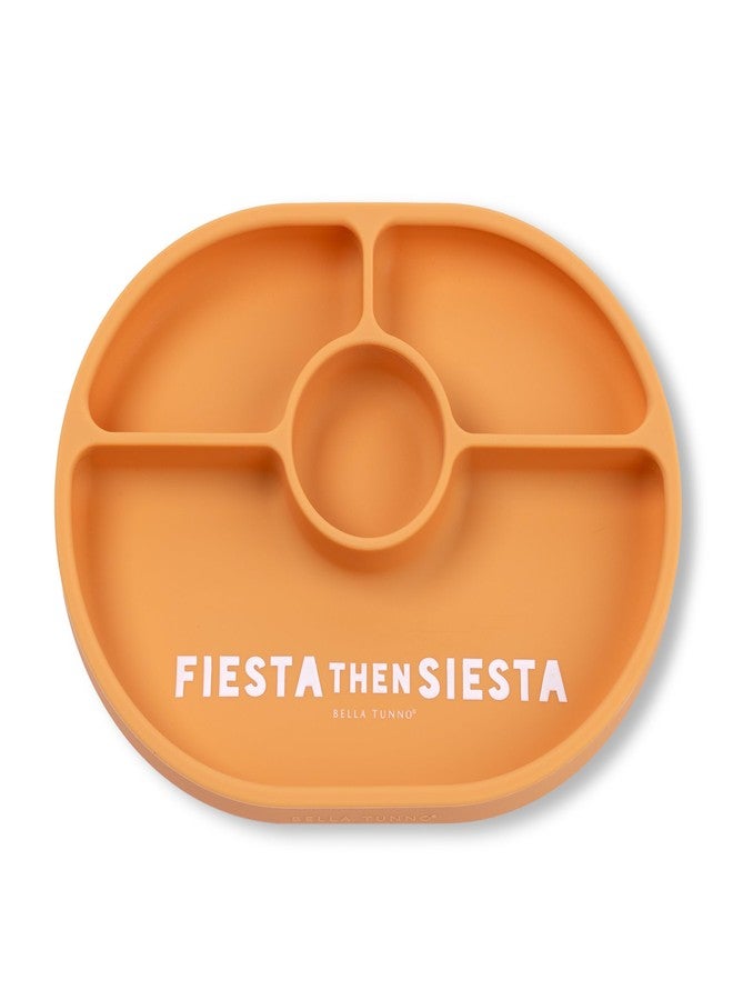 Bella Tunno Suction Plate for Babies & Toddlers, Self-Feeding Dish for Baby Led Weaning, Silicone Divided Plate, Sticks to Highchair Trays & Tables, Microwave & Dishwasher Safe, Fiesta then Siesta - Image 1