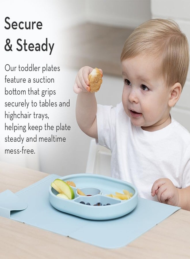 Bella Tunno Suction Plate for Babies & Toddlers, Self-Feeding Dish for Baby Led Weaning, Silicone Divided Plate, Sticks to Highchair Trays & Tables, Microwave & Dishwasher Safe, Fiesta then Siesta - Image 4