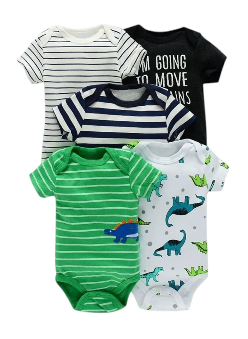 بامبيميسي Baby  Bodysuit Dinosaur Short Sleeve  – 5-Piece Newborn Outfit