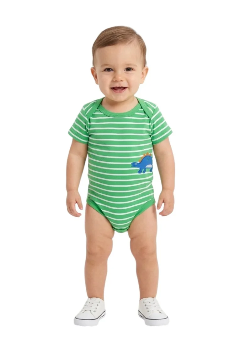 بامبيميسي Baby  Bodysuit Dinosaur Short Sleeve  – 5-Piece Newborn Outfit