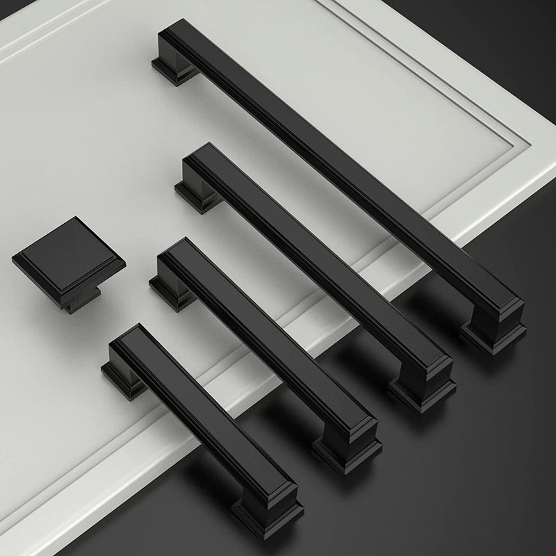 Amerdeco 10 Pack Matte Black 5 Inch(128mm) Hole Centers Kitchen Cabinet Pulls Cabinet Hardware Kitchen Handles for Cabinets Cupboard Handles Drawer Pulls - Image 2