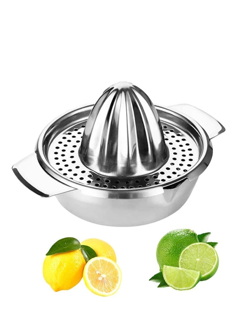 FengSVMA Stainless Steel Lemon Squeezer Citrus Juicer Handheld Press Orange Juice Squeezing Tool with Bowl Storage Container - Image 1