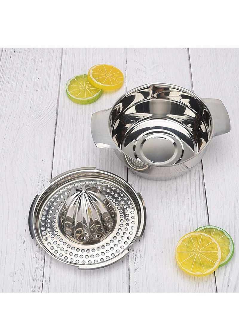 FengSVMA Stainless Steel Lemon Squeezer Citrus Juicer Handheld Press Orange Juice Squeezing Tool with Bowl Storage Container - Image 3
