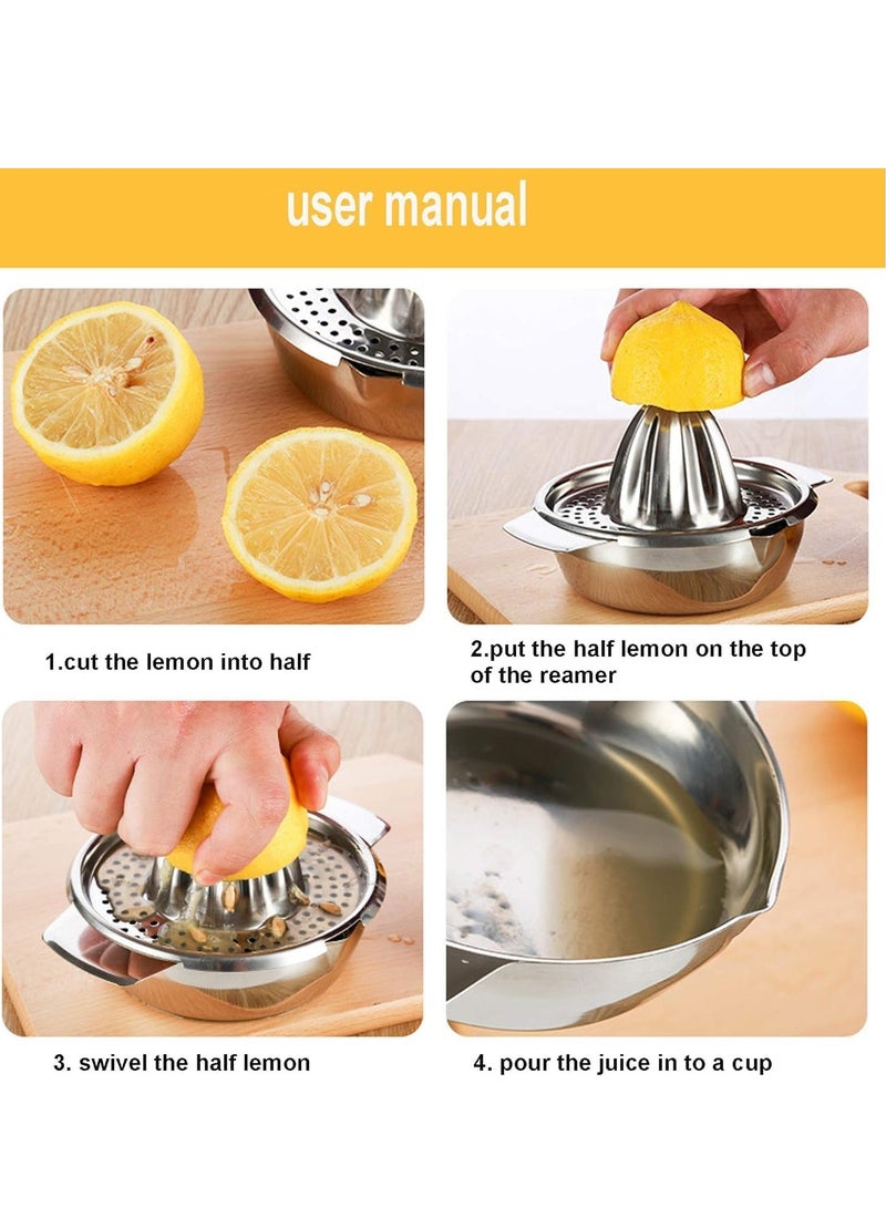 FengSVMA Stainless Steel Lemon Squeezer Citrus Juicer Handheld Press Orange Juice Squeezing Tool with Bowl Storage Container - Image 4