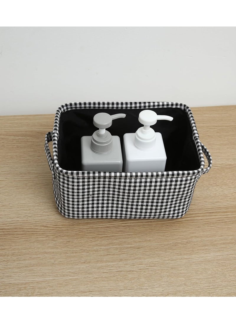 HOUSE OF QUIRK House of Quirk Open Storage Baskets Round and Rectangle Cute Storage Shleves, Set of 2 Organiser Boxes for Home, Bedroom, Dorm, Clothes (Brown Check)  - Image 3