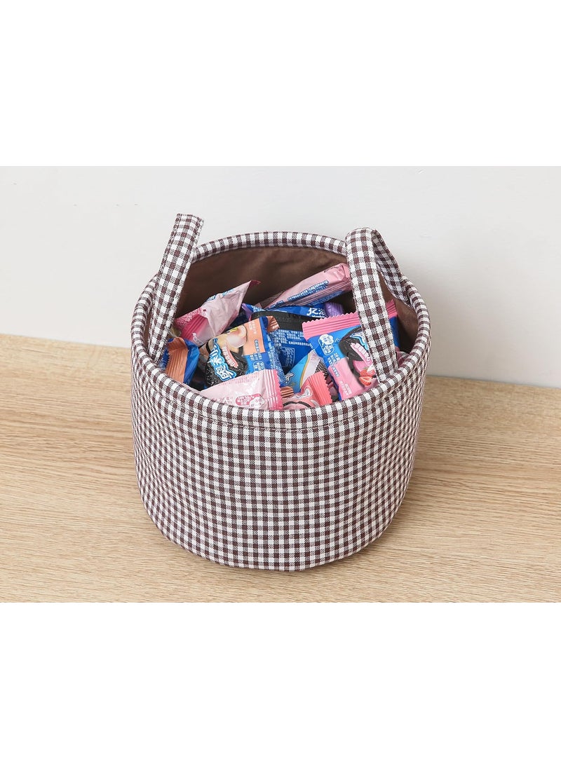 HOUSE OF QUIRK House of Quirk Open Storage Baskets Round and Rectangle Cute Storage Shleves, Set of 2 Organiser Boxes for Home, Bedroom, Dorm, Clothes (Brown Check)  - Image 2