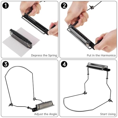 Mozart 10 Hole Harmonica Mouth Organ Harp Holder Black | Adjustable Neck Holder Stand for 10 Hole Mouth Harp | Hands Free Playing for Guitarists and Musicians - Image 3