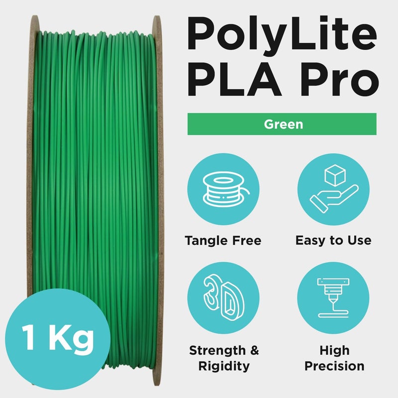 polymaker PLA PRO Filament 1.75mm 1kg, Tough & High Rigidity Green 3D Printing Filament, PolyLite PLA PRO 3D Printer Filament 1.75mm, Print with Most 3D Printers - Image 5