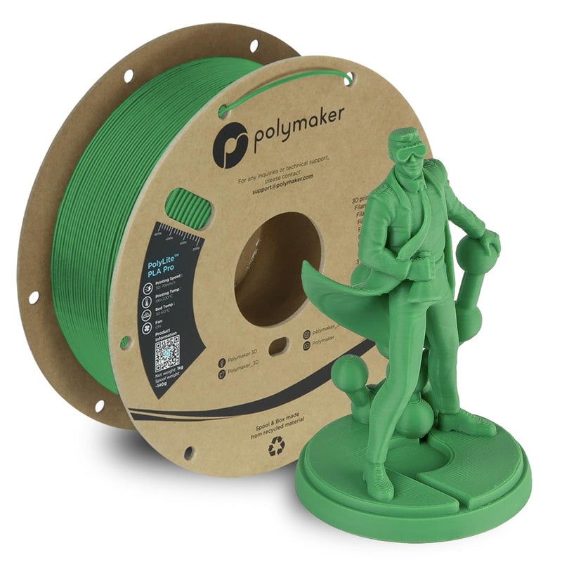 polymaker PLA PRO Filament 1.75mm 1kg, Tough & High Rigidity Green 3D Printing Filament, PolyLite PLA PRO 3D Printer Filament 1.75mm, Print with Most 3D Printers - Image 1