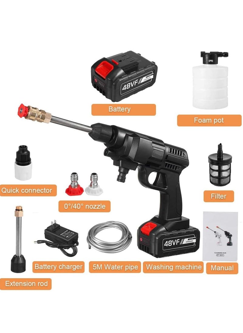 ELTRAZONE - 48V 25000mAh 30Bar Cordless High Pressure Car Washer with Nozzles Water Gun Set Garden Cleaning Jet Car Washing Machine - Image 1