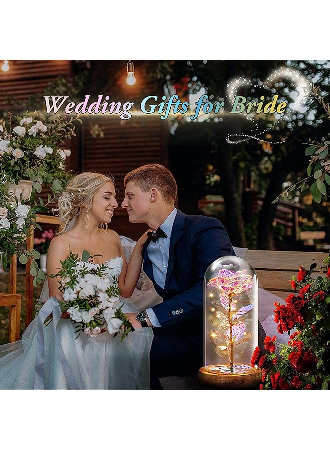 DHB tech Colorful Artificial Flower Rose Gift Rose Flower Butterfly In Glass Dome Led Light Forever Rose Birthday Gifts For Women Mom Grandma Wife Unique Gifts For Mother'S Day Colored Warm Lights - Image 4