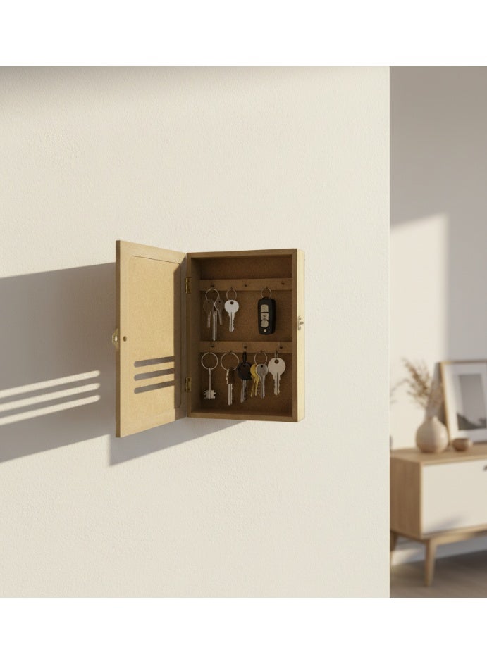 صندوق مفاتيح حائطي بتصميم ريفي عصري، مزود بحامل مفاتيح وحجرة بريد، و6 خطافات معدنية، بتصميم مستطيل، مقاس 26×7×17 سم - Image 4