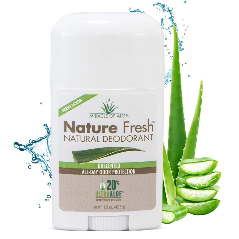 Miracle of Aloe's Nature Fresh Deodorant for Women or Men- Natural Formula W/No Aluminum or Harsh Chemicals- Long-Lasting Odor Control, Unscented 20% Pure UltraAloe Aloe Vera Gel, Cruelty-Free (1.5oz) - Image 1