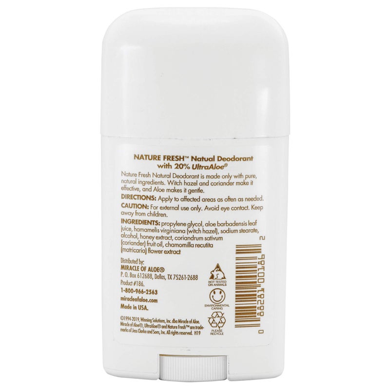 Miracle of Aloe's Nature Fresh Deodorant for Women or Men- Natural Formula W/No Aluminum or Harsh Chemicals- Long-Lasting Odor Control, Unscented 20% Pure UltraAloe Aloe Vera Gel, Cruelty-Free (1.5oz) - Image 3