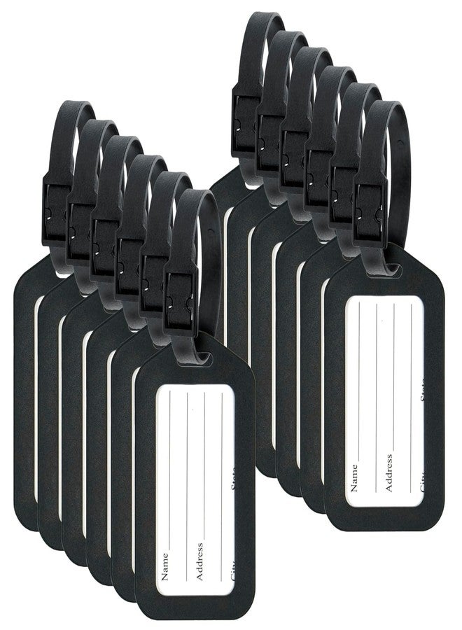 HOLLIO Luggage Tags, Smart Tags for Travel suitcases, School Bags for Easily Identification of Bags Name Tags for Kids Travel Accessories (Black (Pack of 12)) - Image 1
