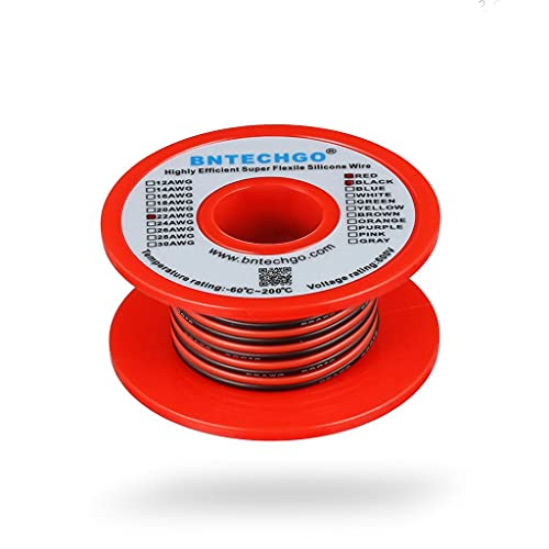 BNTECHGO 22 Gauge Flexible 2 Conductor Parallel Silicone Wire Spool Red Black High Resistant 200 deg C 600V for Single Color LED Strip Extension Cable Cord,Model,25ft Stranded Tinned Copper Wire - Image 2