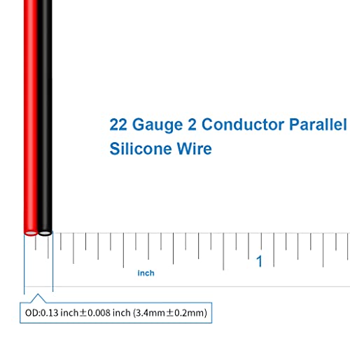 BNTECHGO 22 Gauge Flexible 2 Conductor Parallel Silicone Wire Spool Red Black High Resistant 200 deg C 600V for Single Color LED Strip Extension Cable Cord,Model,25ft Stranded Tinned Copper Wire - Image 3