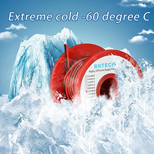 BNTECHGO 22 Gauge Flexible 2 Conductor Parallel Silicone Wire Spool Red Black High Resistant 200 deg C 600V for Single Color LED Strip Extension Cable Cord,Model,25ft Stranded Tinned Copper Wire - Image 5