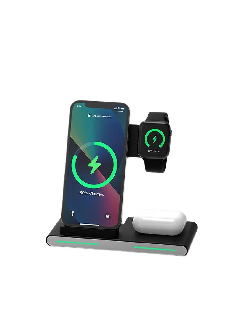 GO-DES 15W Vertical Folding Three In One Wireless Charger For Apple 14 Mobile Phone Headset Watch Charging Bracket - Image 2