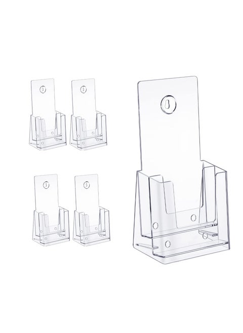 5-Pack Clear Acrylic Brochure Holders - 4x8 inches, 2-Tier Plastic Literature Organizer, Countertop Flyer Display Stand