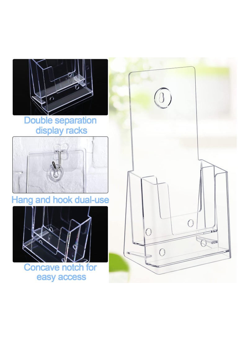 KASTWAVE - 5-Pack Clear Acrylic Brochure Holders - 4x8 inches, 2-Tier Plastic Literature Organizer, Countertop Flyer Display Stand - Image 1