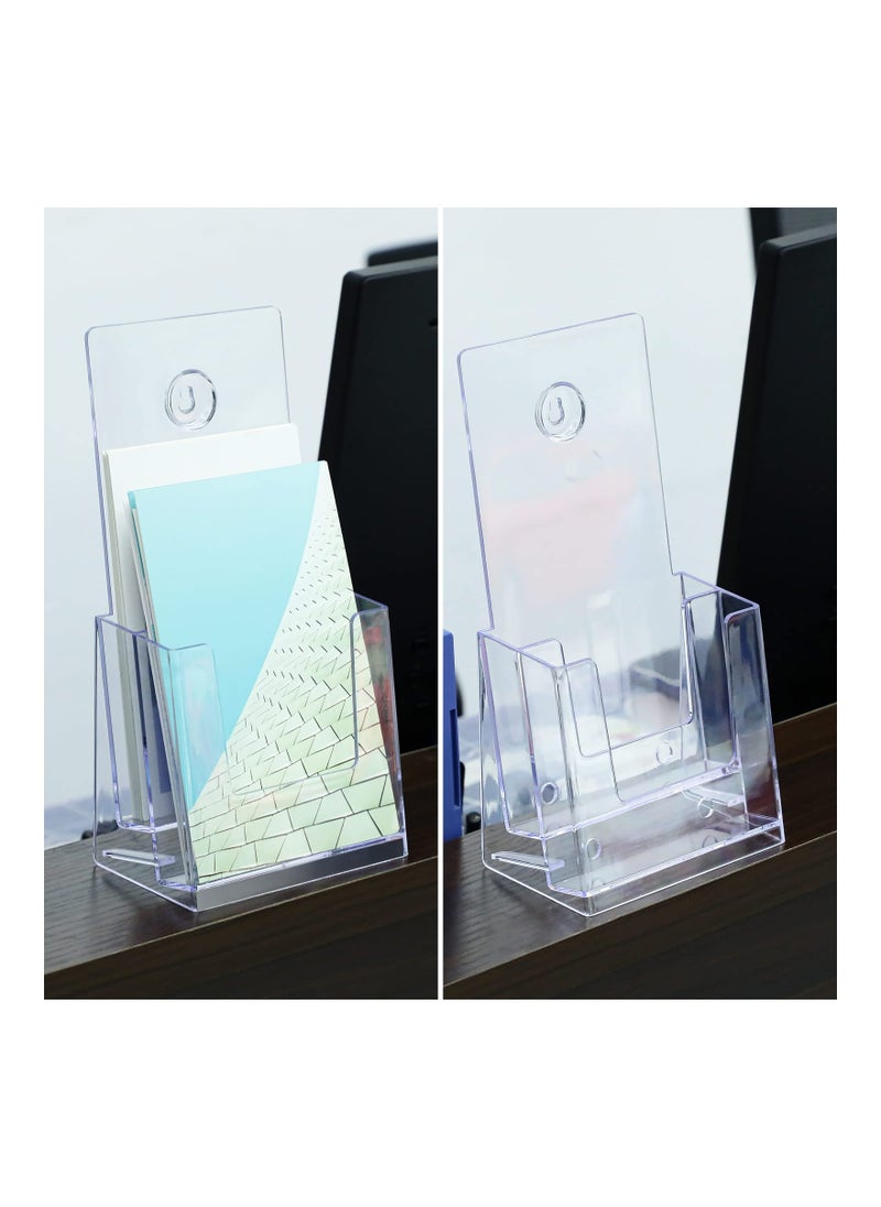KASTWAVE - 5-Pack Clear Acrylic Brochure Holders - 4x8 inches, 2-Tier Plastic Literature Organizer, Countertop Flyer Display Stand - Image 1