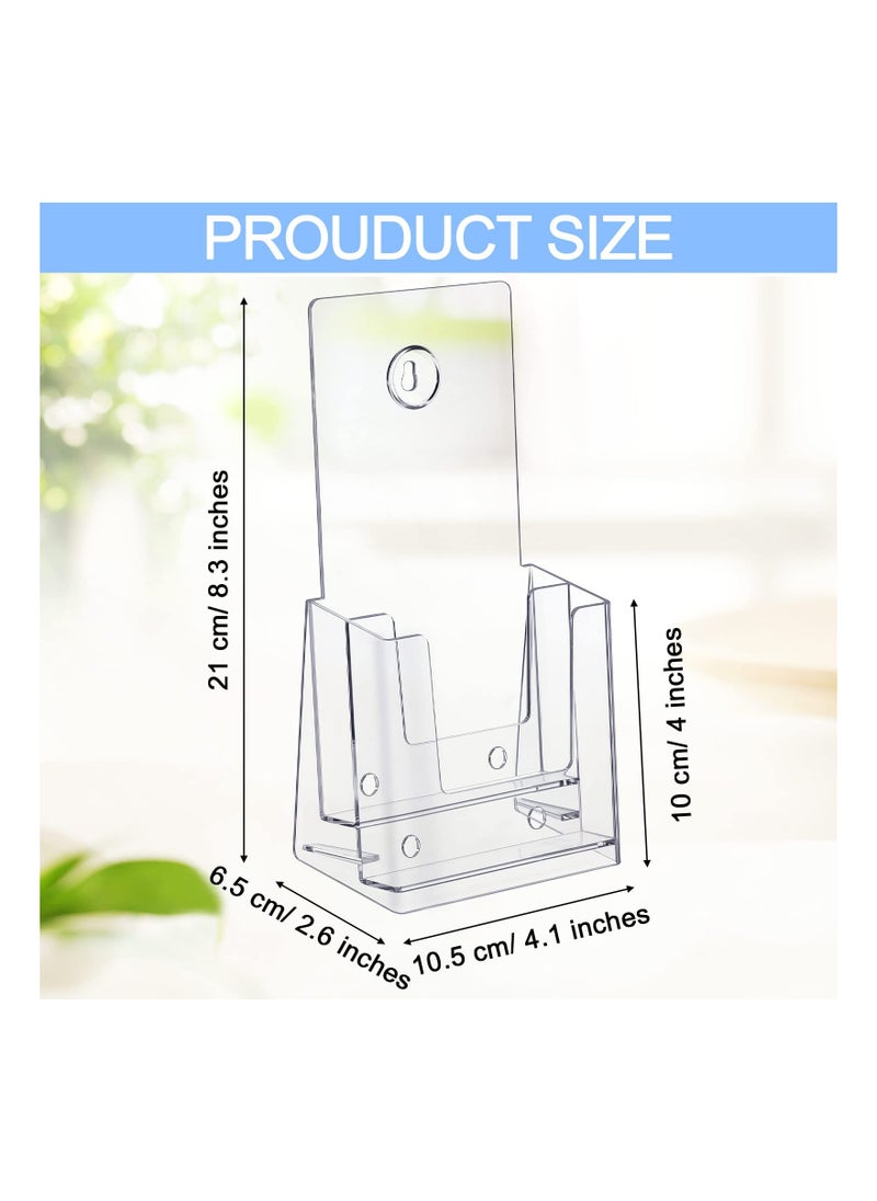 KASTWAVE - 5-Pack Clear Acrylic Brochure Holders - 4x8 inches, 2-Tier Plastic Literature Organizer, Countertop Flyer Display Stand - Image 1