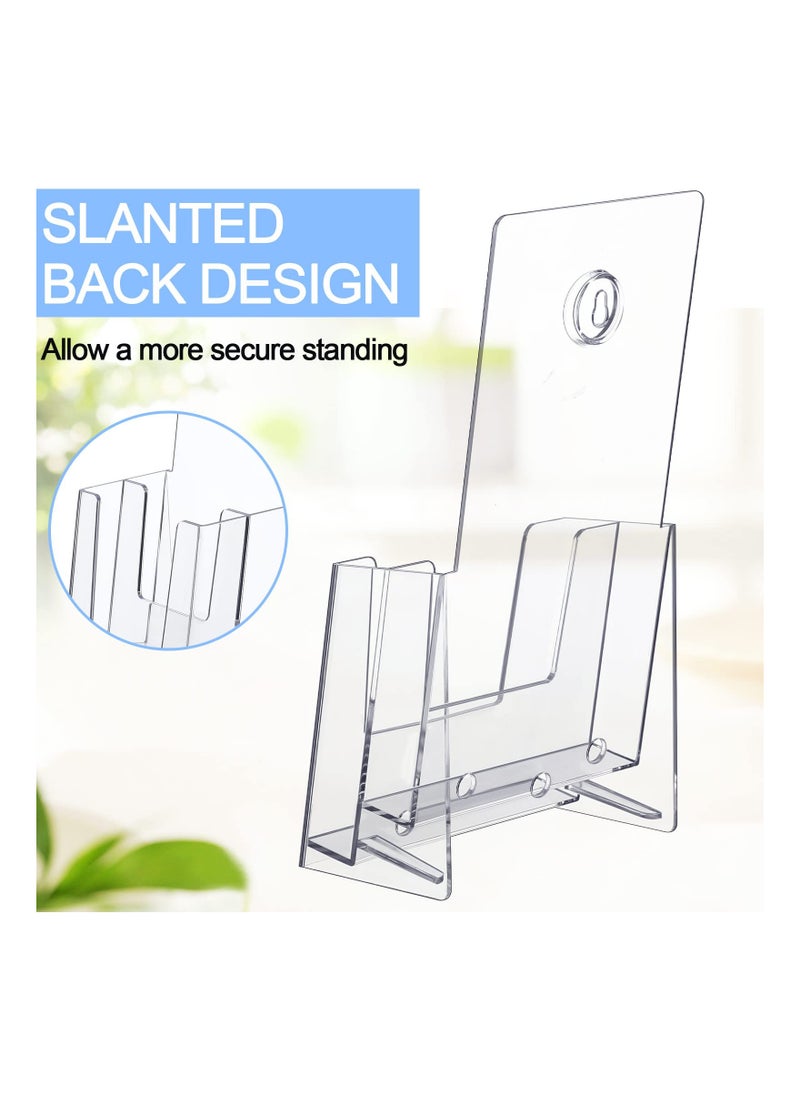 KASTWAVE - 5-Pack Clear Acrylic Brochure Holders - 4x8 inches, 2-Tier Plastic Literature Organizer, Countertop Flyer Display Stand - Image 1