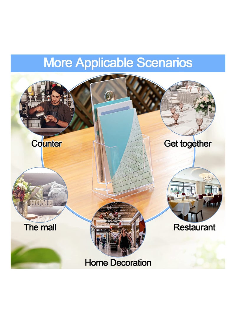 KASTWAVE - 5-Pack Clear Acrylic Brochure Holders - 4x8 inches, 2-Tier Plastic Literature Organizer, Countertop Flyer Display Stand - Image 1