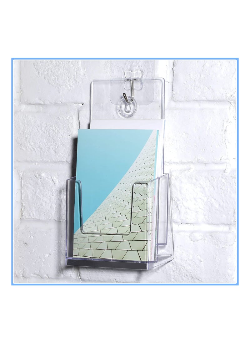 KASTWAVE - 5-Pack Clear Acrylic Brochure Holders - 4x8 inches, 2-Tier Plastic Literature Organizer, Countertop Flyer Display Stand - Image 1