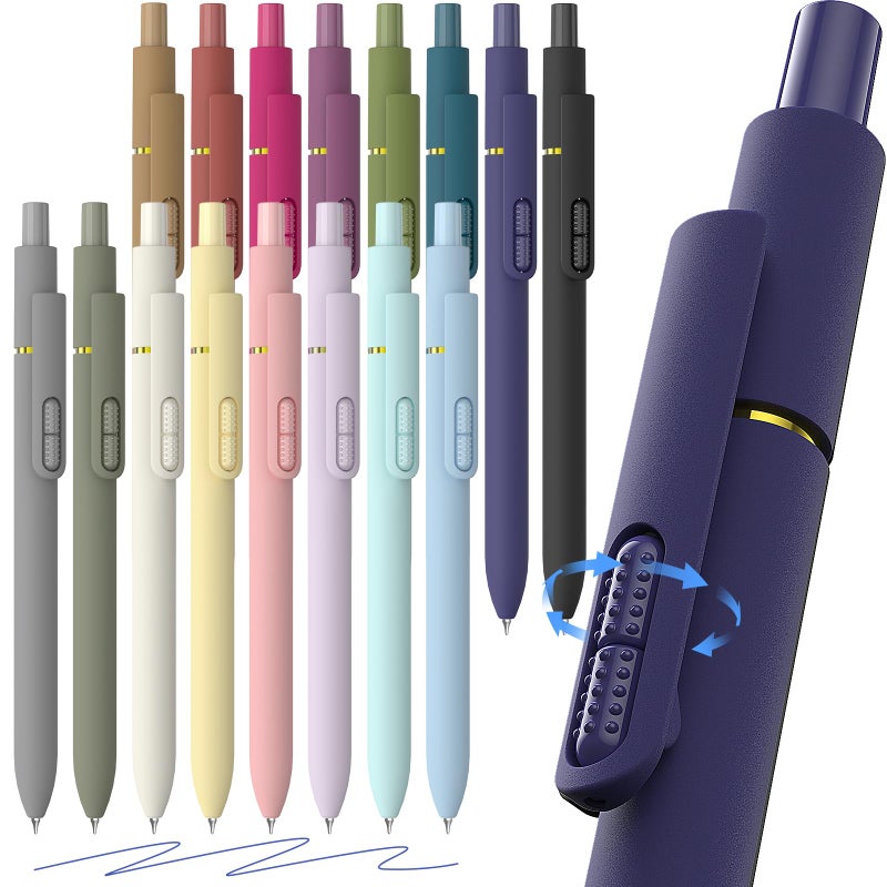 JIMMIDDA Blue Gel Pens - 16Pcs Blue Ink Pens 0.7mm Medium Point | Smooth Writing - Quick Drying Retractable Pen for Men Women (Vintage + Morandi - 16Pcs) - Image 1