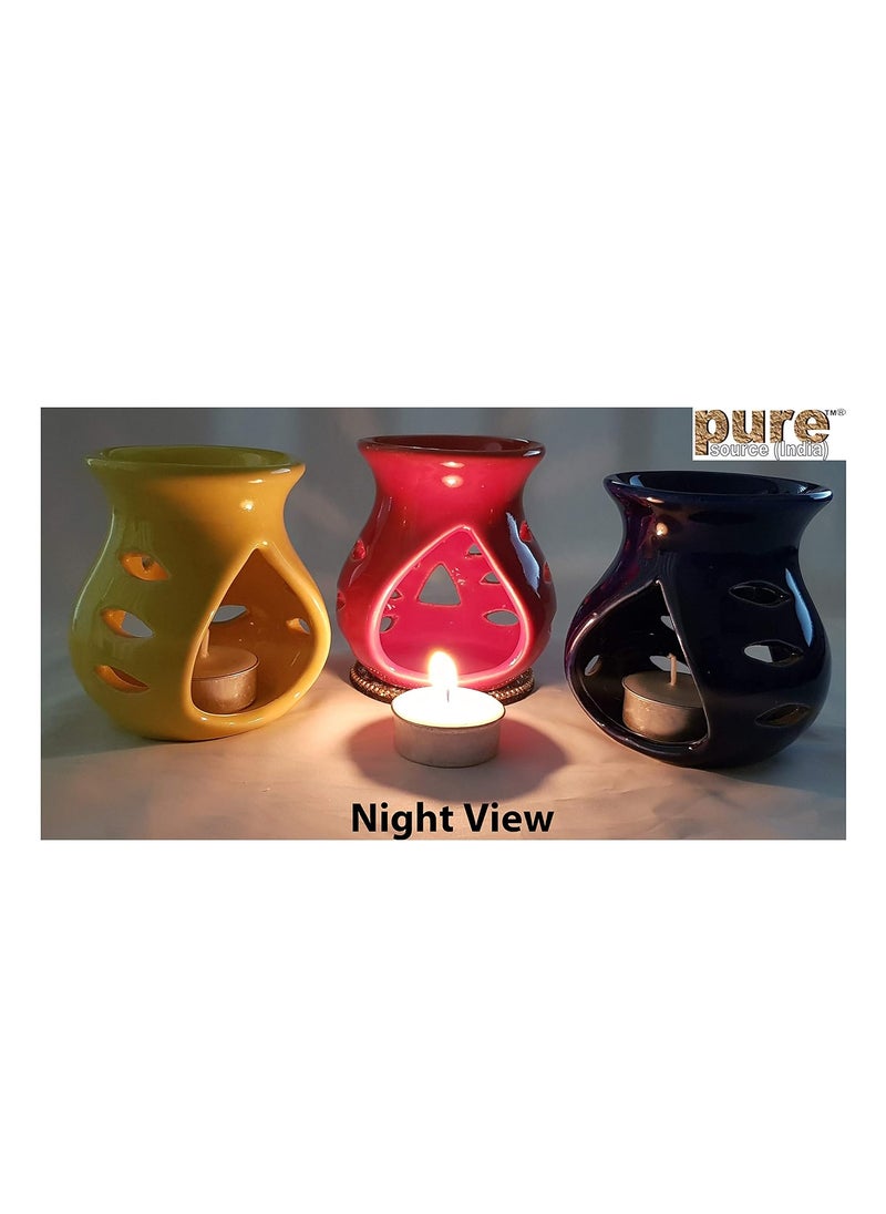 Pure Source India - Pure Source India Ceramic Aroma Diffuser Burner Multicolor Set of 3 - Image 1