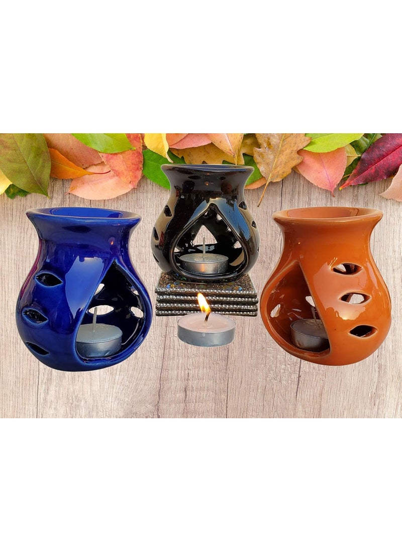 Pure Source India - Pure Source India Ceramic Aroma Diffuser Burner Multicolor Set of 3 - Image 1